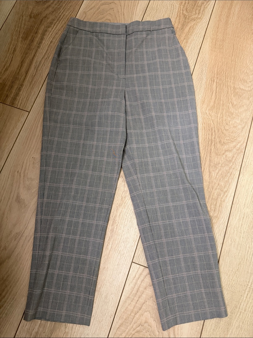 Express Gray Plaid Straight-Leg Trousers
